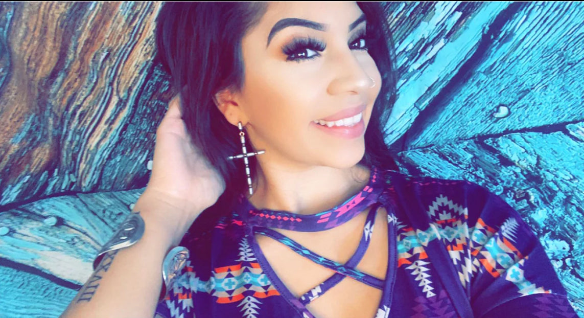 PURPLE AZTEC CRISS CROSS TOP CRAZY TRAIN