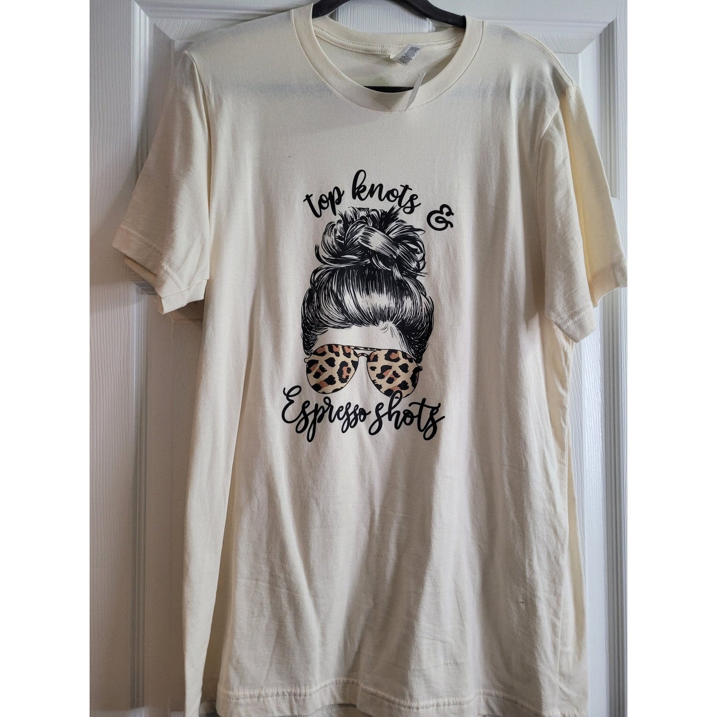 Graphic tee top knots and expresso shots