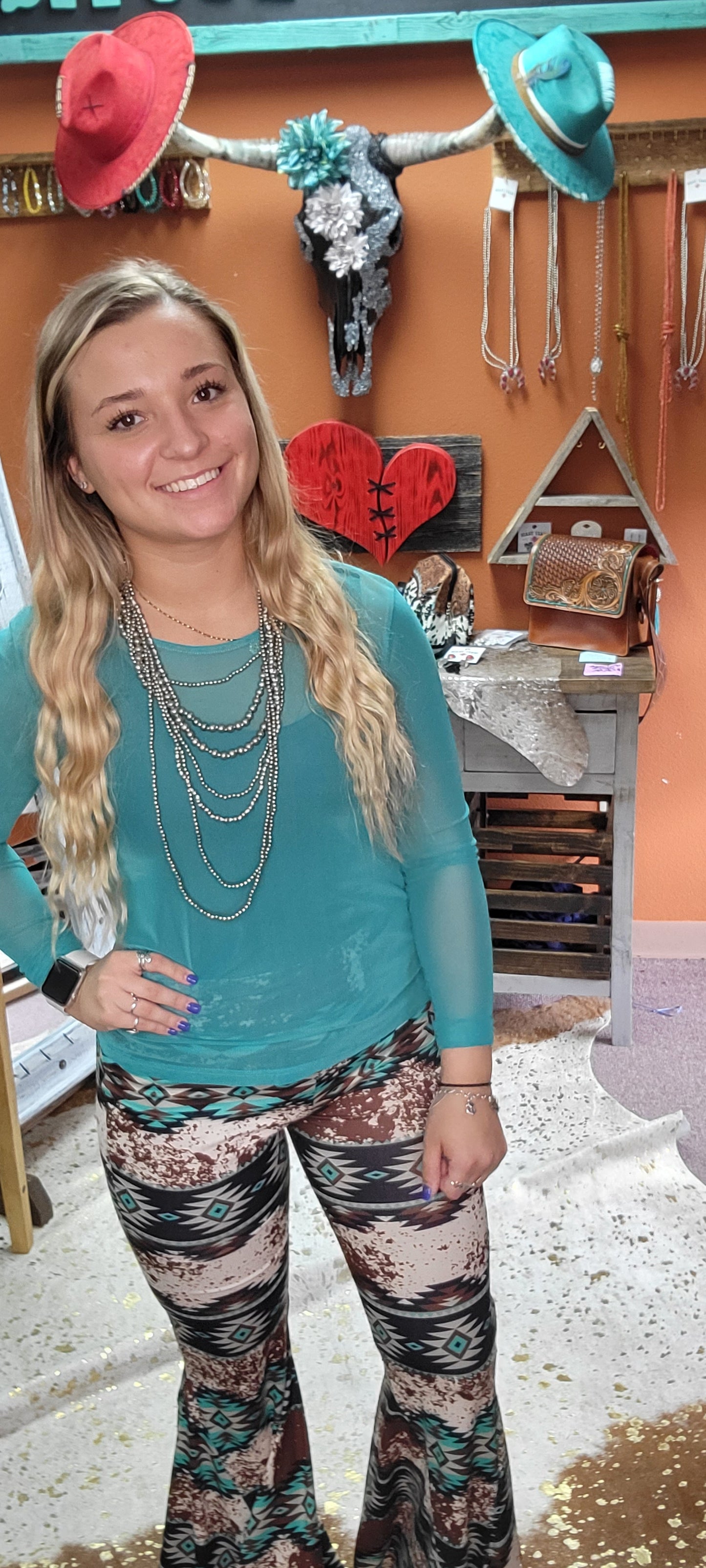 TURQUOISE MESH TOPS