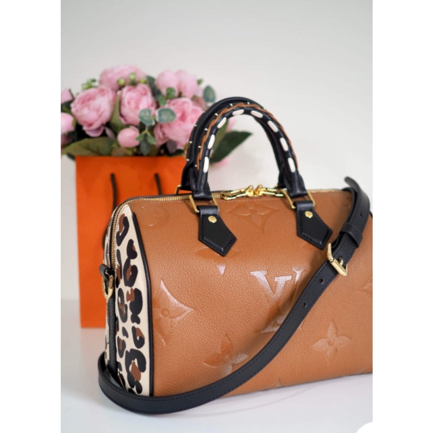 SPEEDY 150 CARMEL EMBOSSED MONO WITH LEOPARD