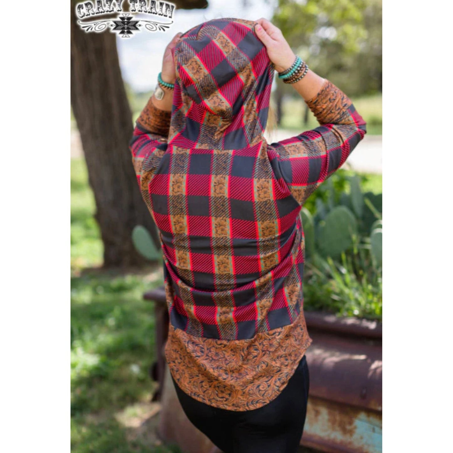 PLAID LEATHER HOODIE