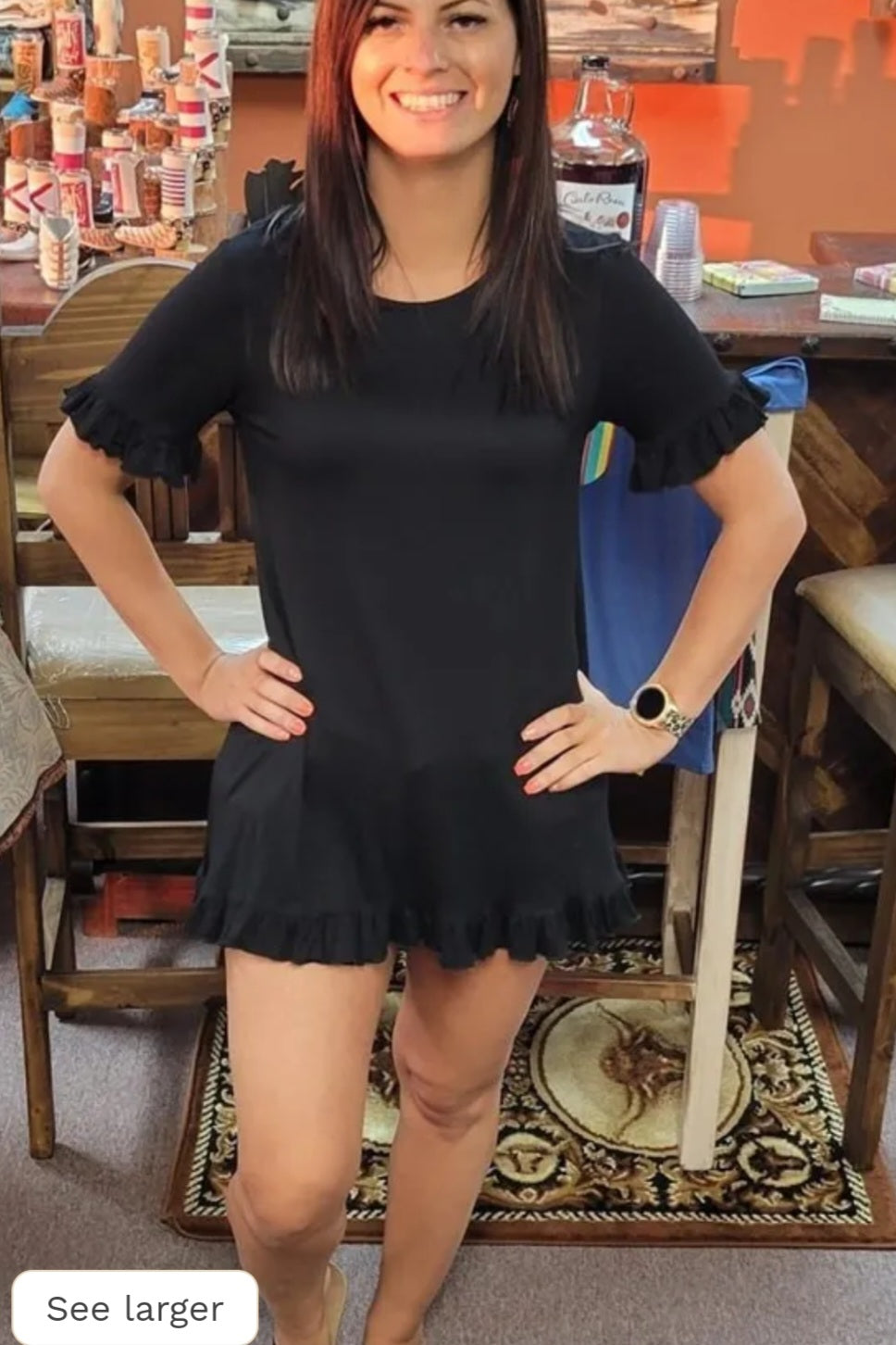 RUFFLE SOFT BLACK TOP/DRESS