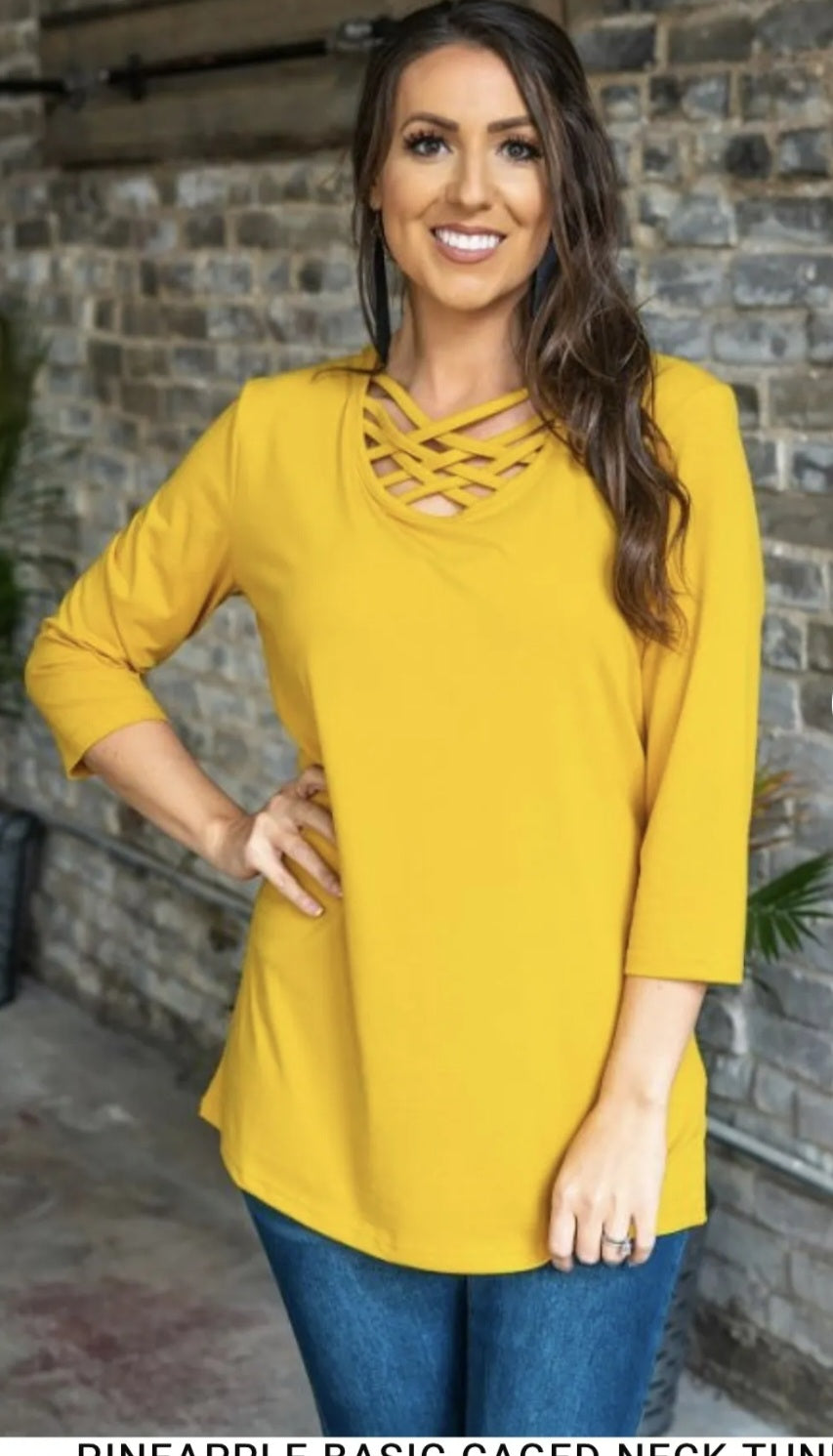 MUSTARD CAGED TOP L&B