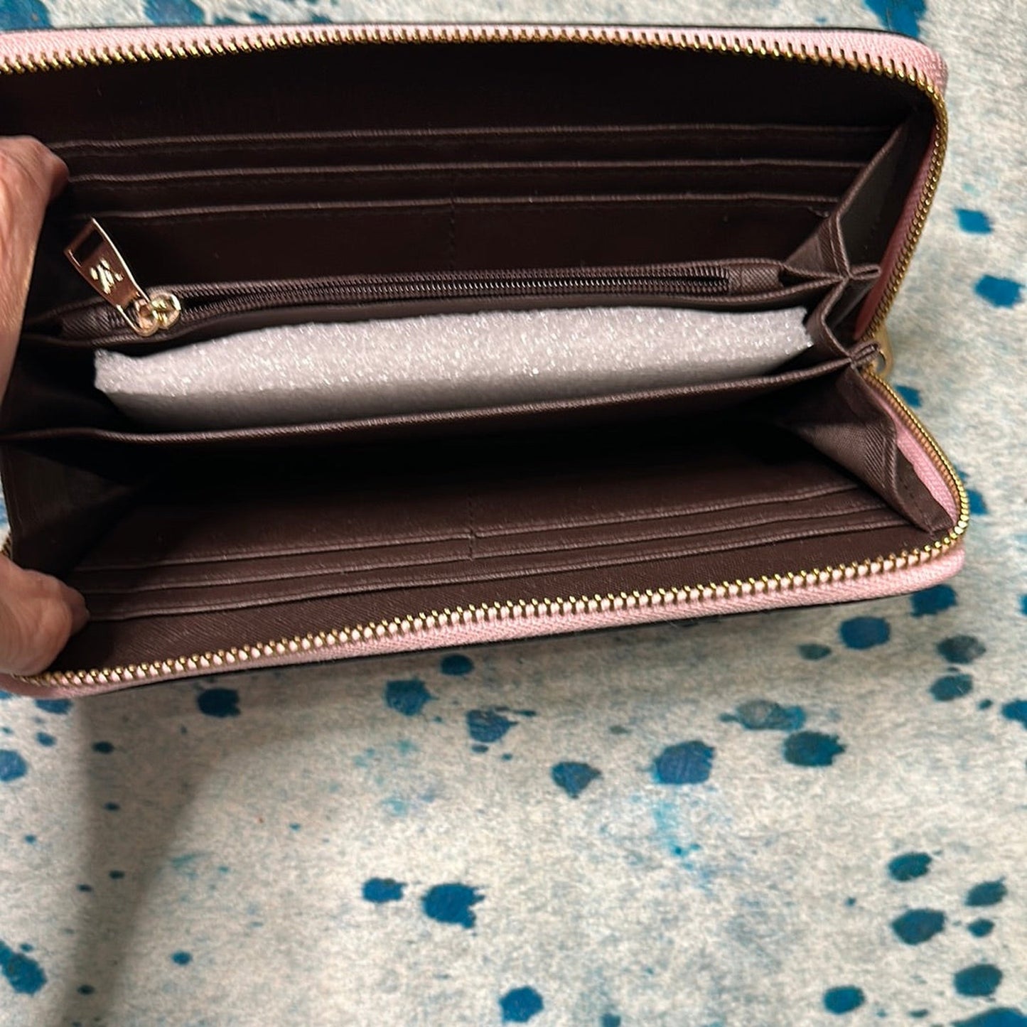 WALLET PINK LONG MULTI COLOR WITH ZIPPER