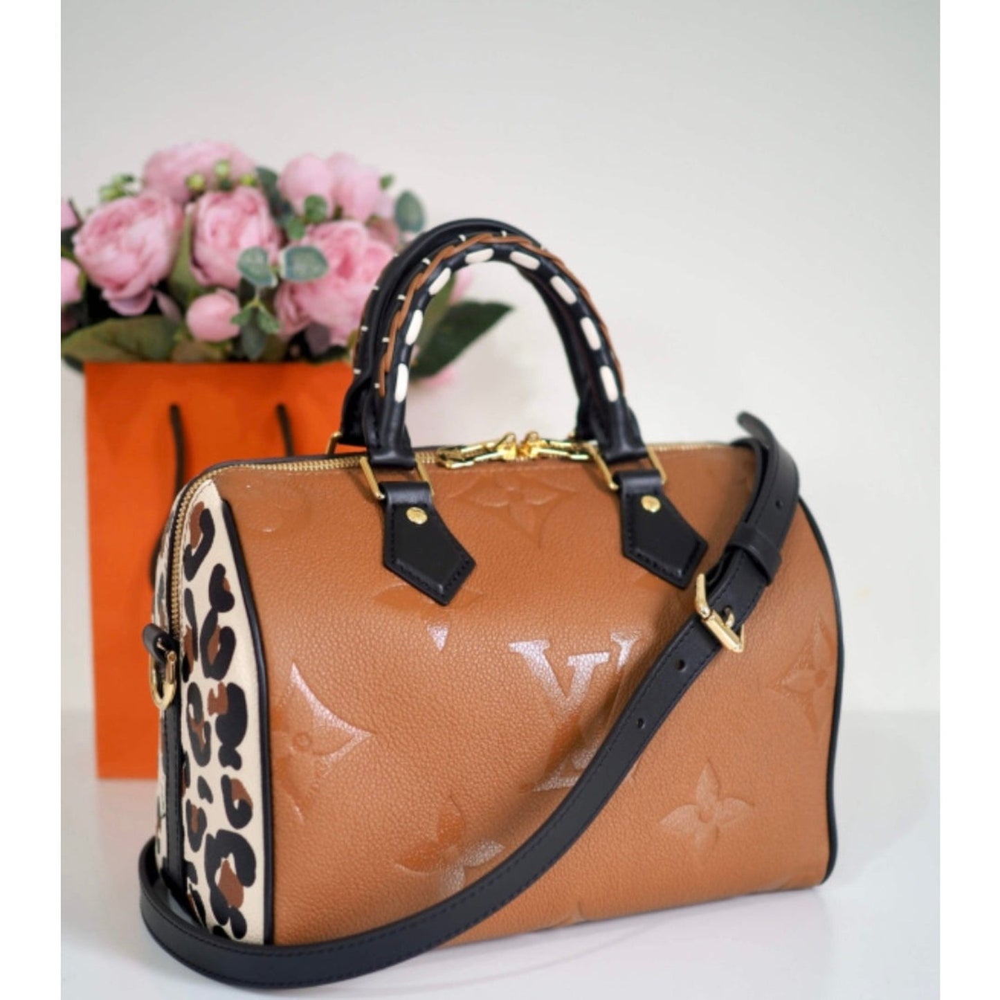 SPEEDY 150 CARMEL EMBOSSED MONO WITH LEOPARD