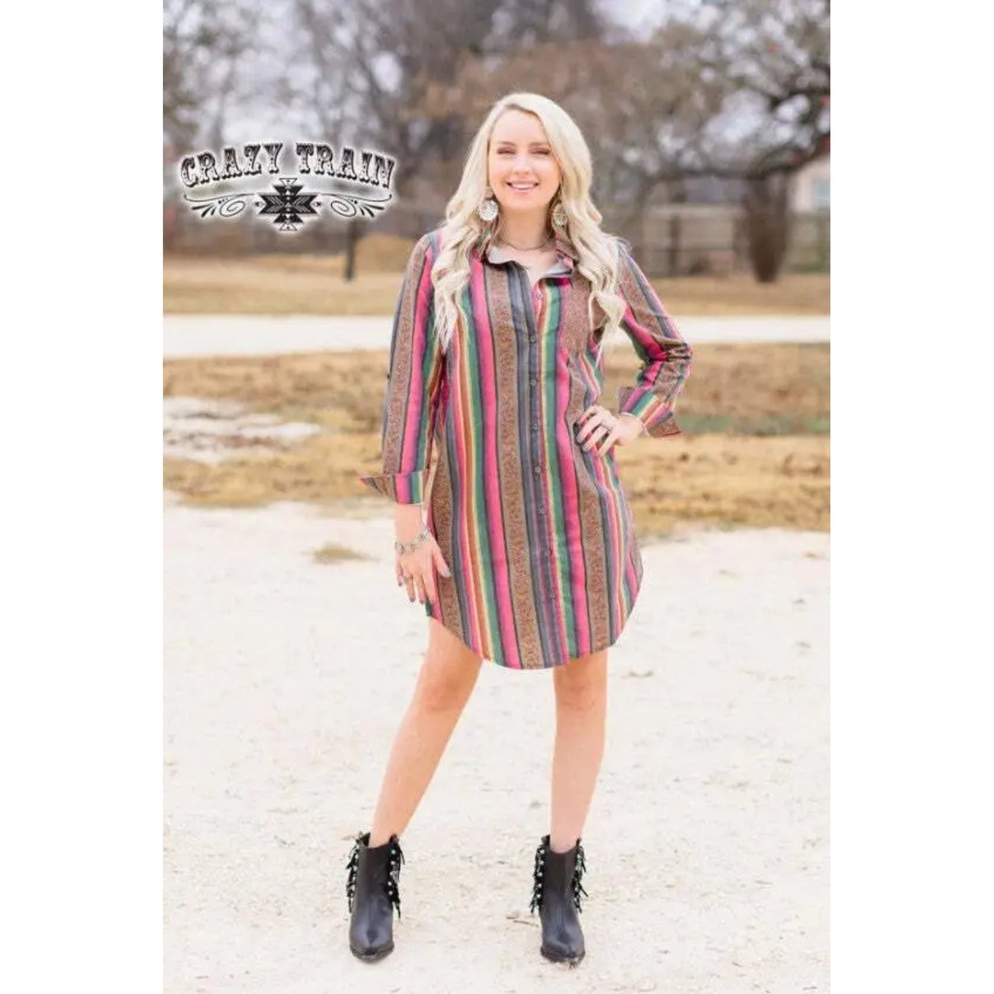 GIDDY UP BUTTON DOWN DRESS/TOP