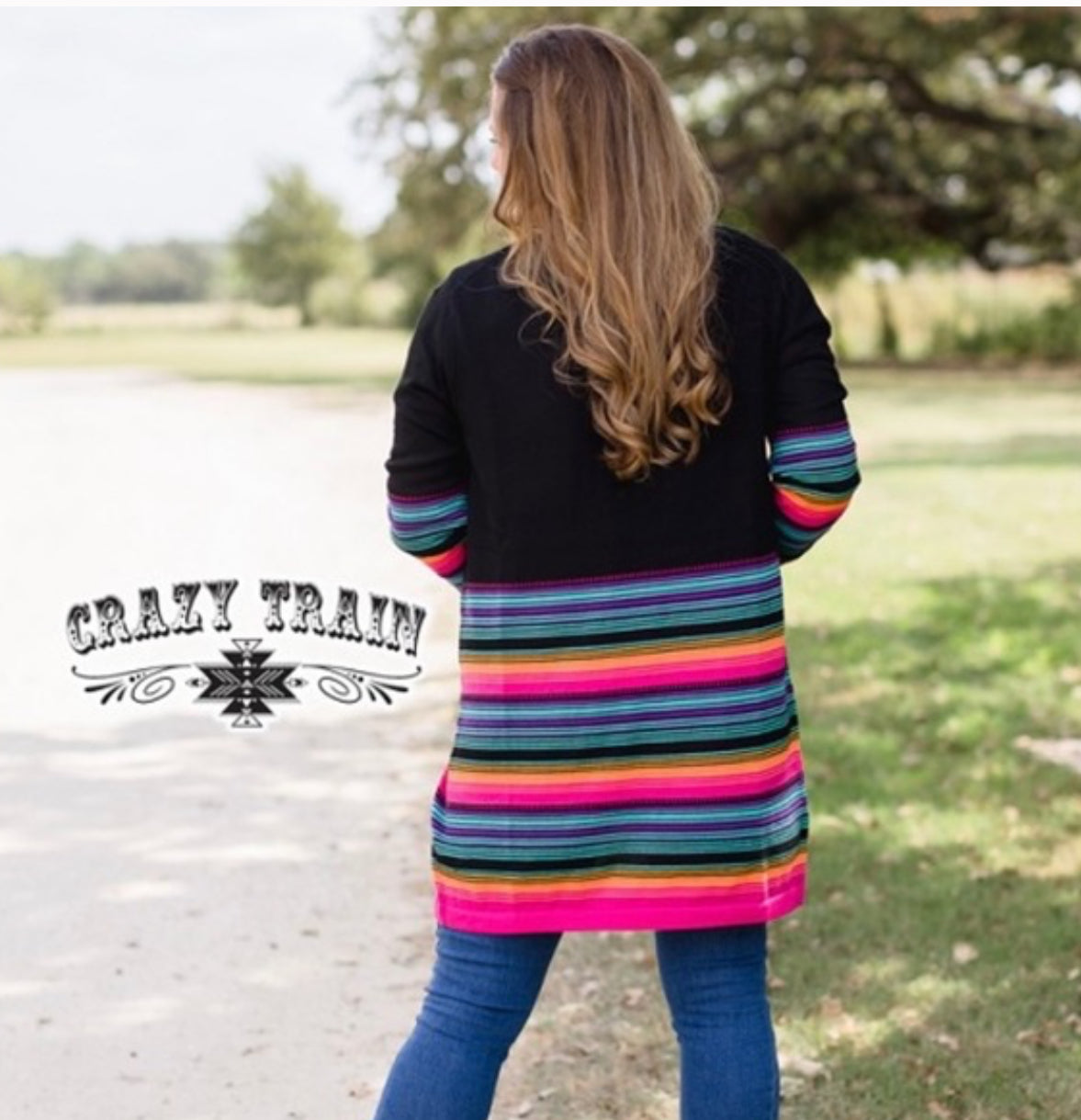 BLACK WITH SERAPE STRIPED CARIGAN