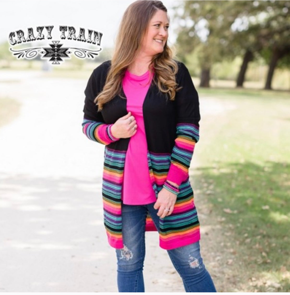 BLACK WITH SERAPE STRIPED CARIGAN