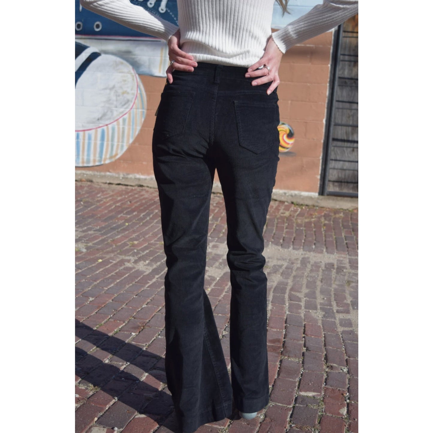GOOD VIBES BLACK CORDUROY JEANS