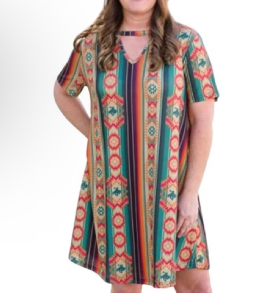 SERAPE AZTIC KEYHOLE DRESS