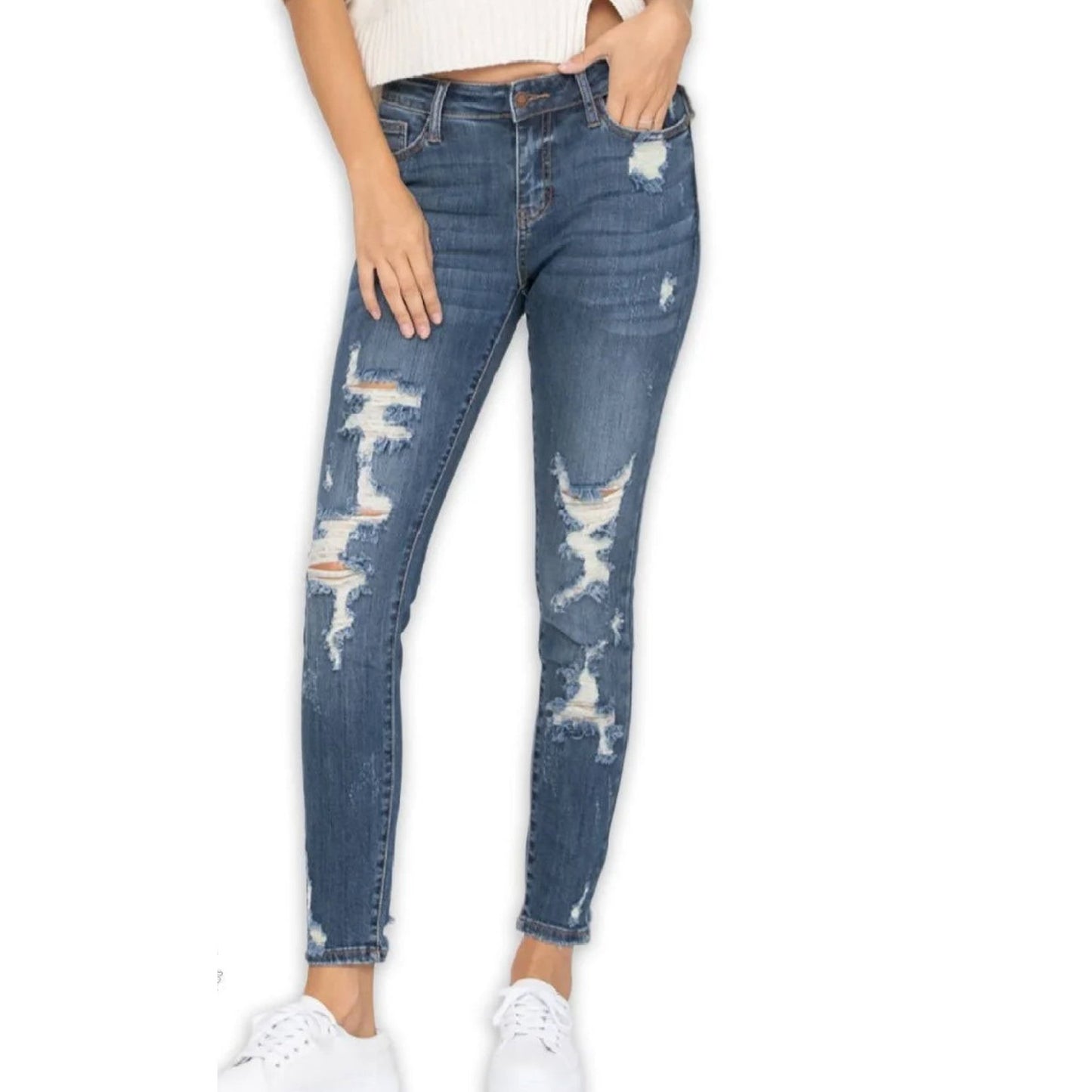 DARK DISTRESSED JUDY BLUE JEANS