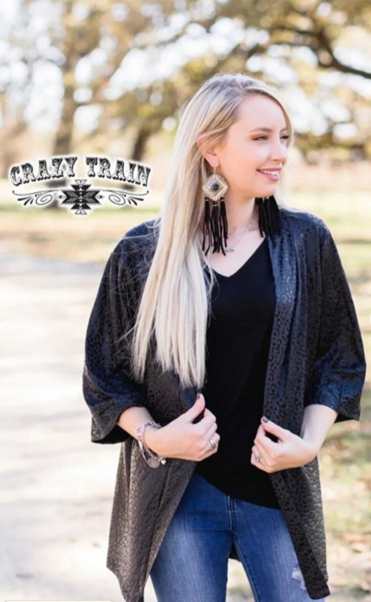 DREAM ON BLACK LEOPARD KIMONO