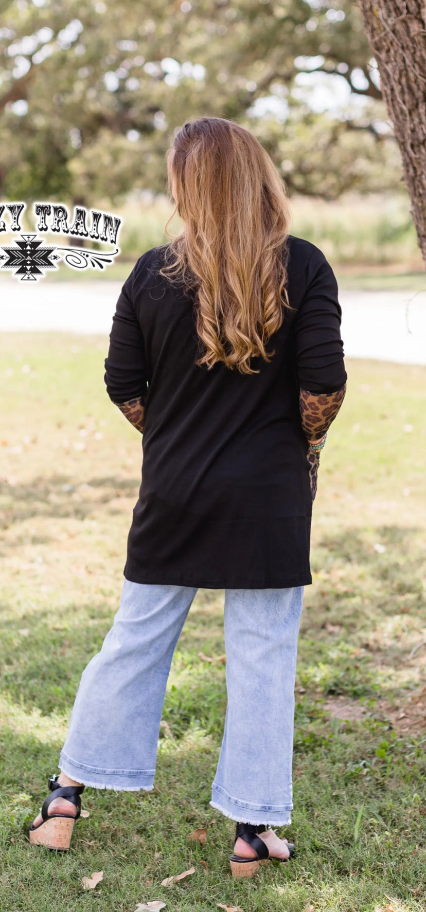 BLACK WITH LEOPARD LARAMIE CARDIGAN