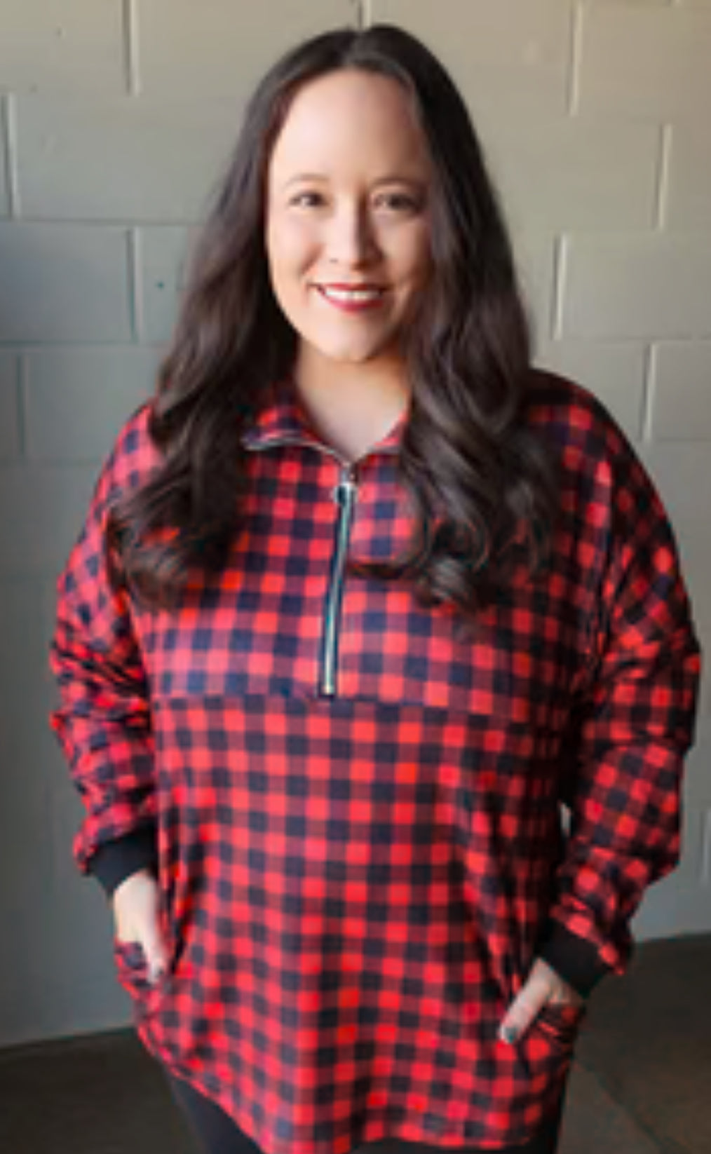 FIRESIDE PLAID PULLOVER W/POCKETS