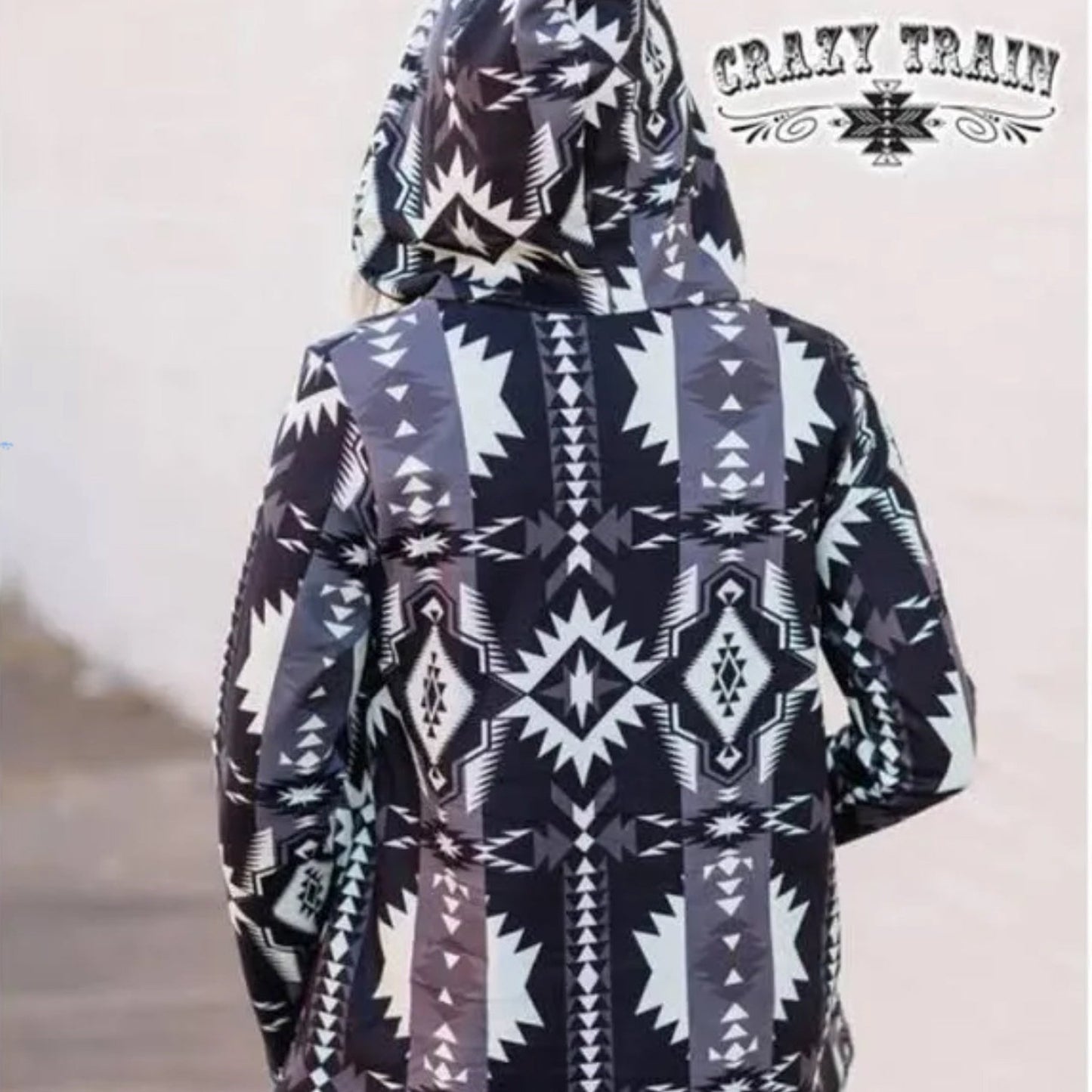 BLACK AZTEC HOODIE
