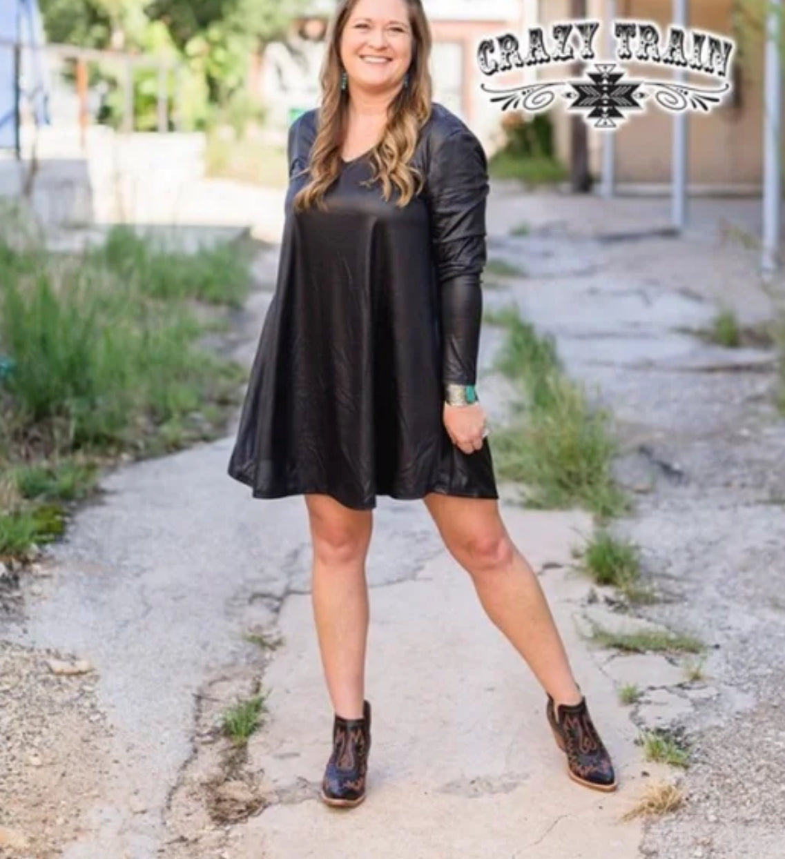 LUX LEATHER BLACK DRESS