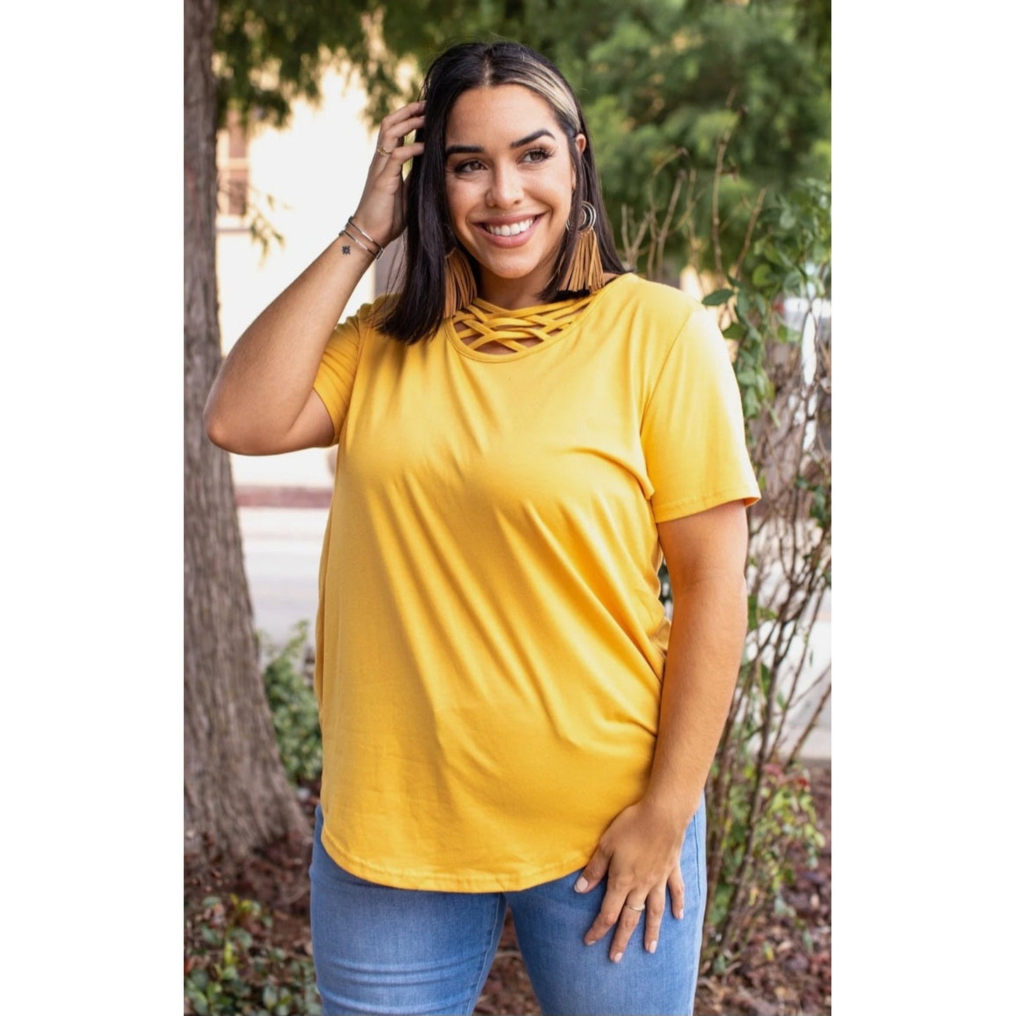Mustard caged tunic