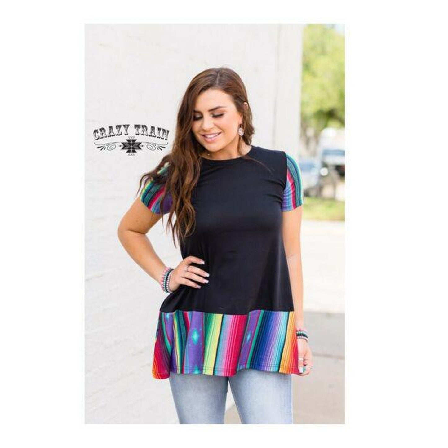 BLACK BABY DOLL SHIRT W/ SERAPE TOP