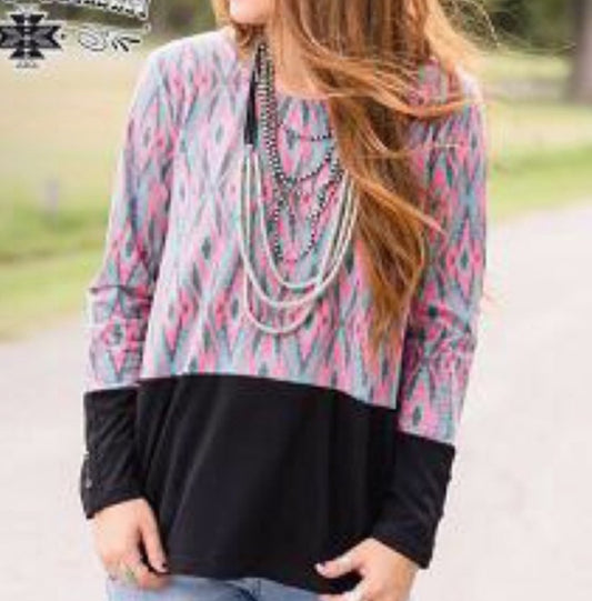 COW PUNCHER AZTEC PINK TOP
