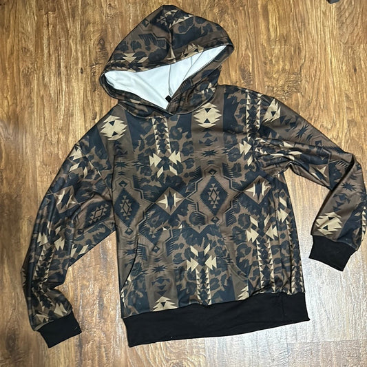 BROWN AZTEC HOODIE
