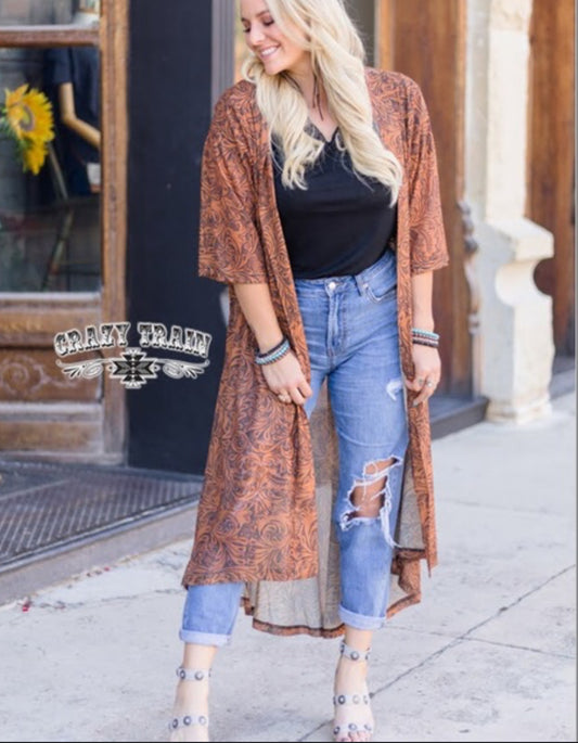 LEATHER PRINT SHEER DUSTER