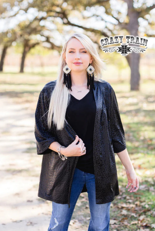 DREAM ON BLACK LEOPARD KIMONO