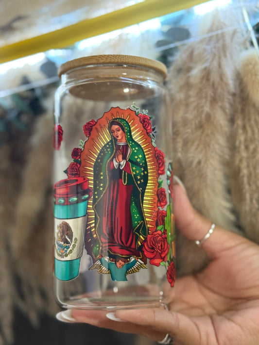 Virgin Mary  Glass Cup 20oz