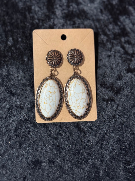 RUSTIC OVAL DROP EARRINGS