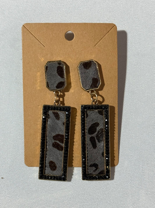 Black & Grey Print Geometric Earrings