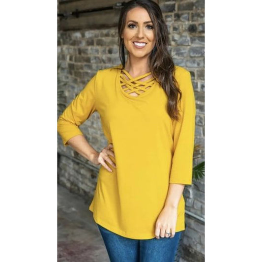 MUSTARD CAGED TUNIC